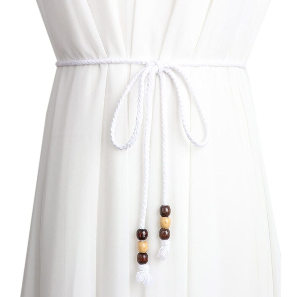 3957 Women Girls Boho Weave Cotton Braided Waist Tie Belt Wrap Cloth Belts